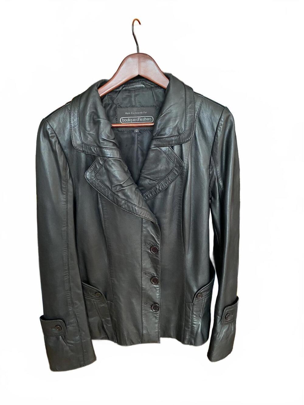 Boutique of Leathers Lamb Leather Blazer Jacket Black Sz 12